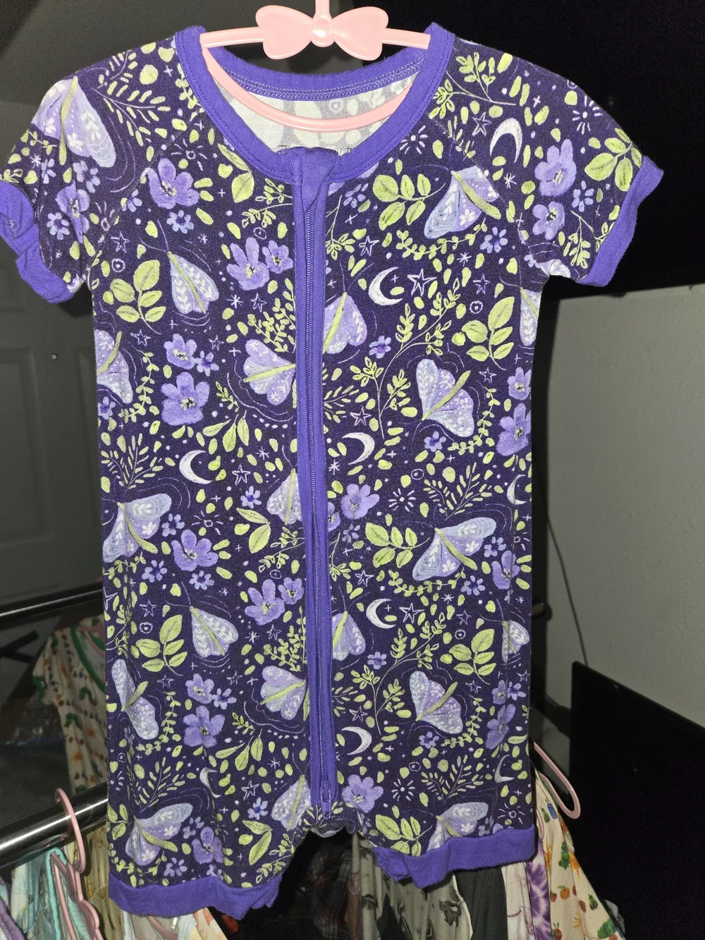 THE SLEEPY SLOTH MIGHNIGHT FLUTTER Zip-Up Shortie Bamboo NWOT